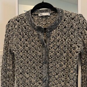 Zara Black and White Cardigan Sweater